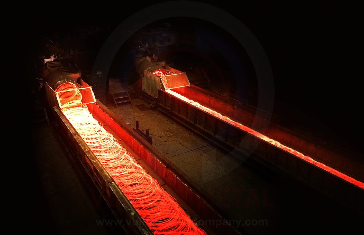 double strand wire rod mill finishing area showing high speed rolling process