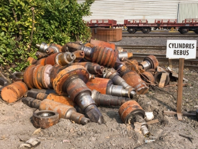 service completed and worn rolling mill rolls at mill yard after operation