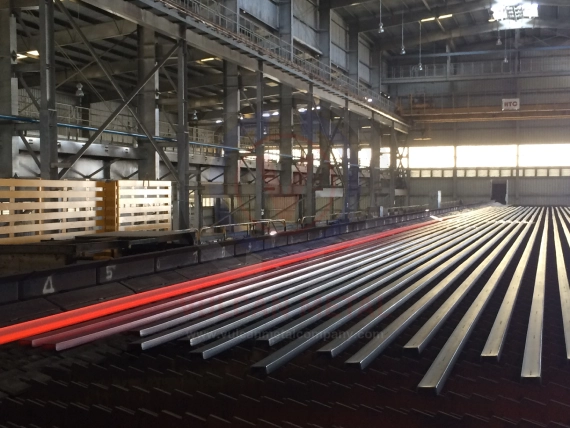 section mill cooling bed with finished products after rolling process